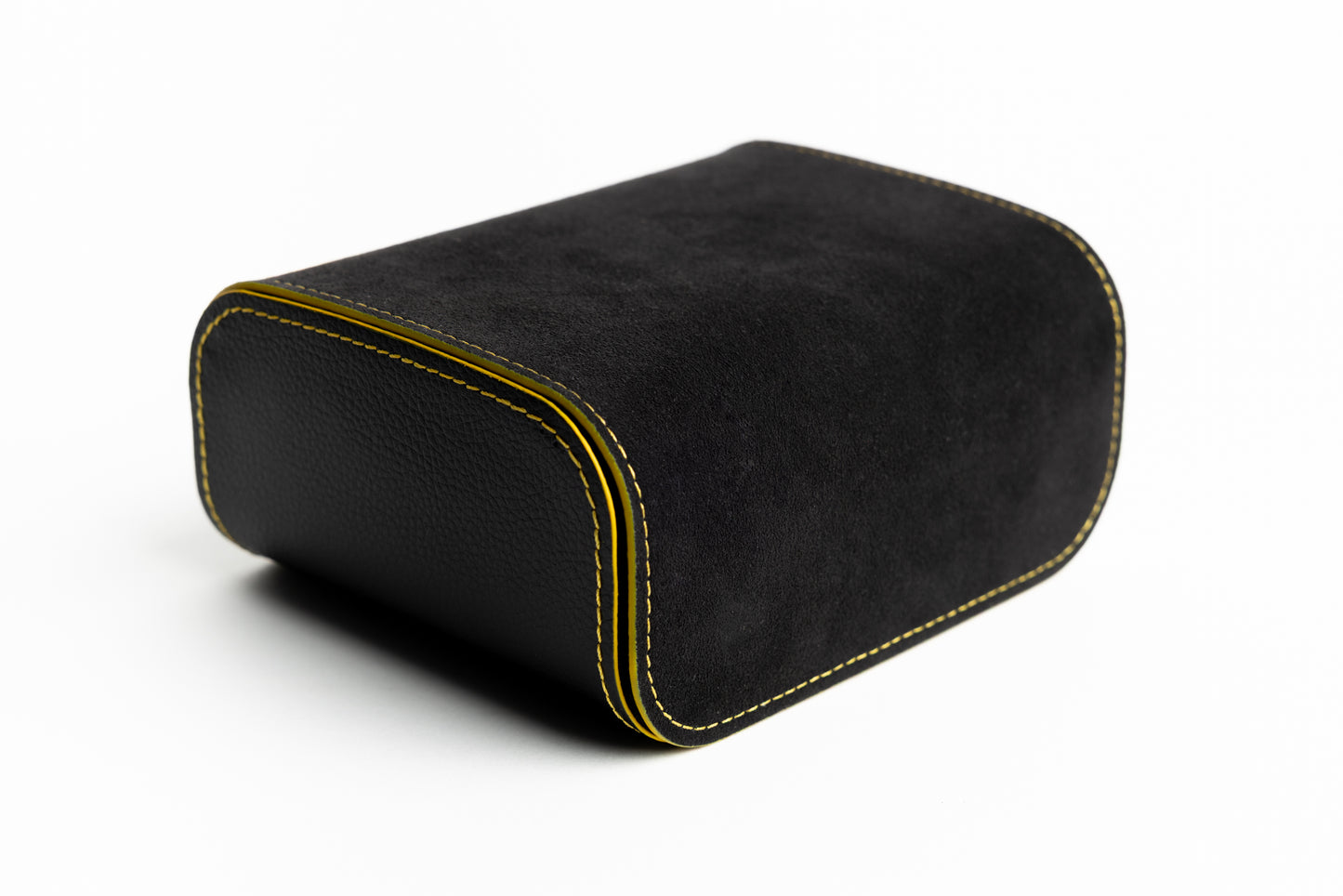 Écrin de voyage alcantara noir et jaune