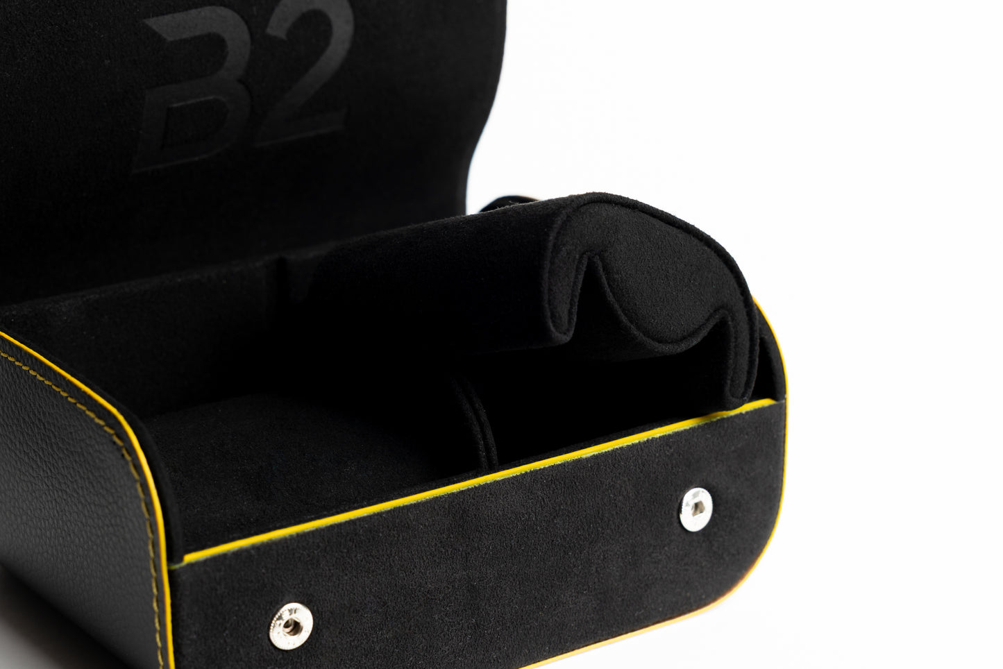 Écrin de voyage alcantara noir et jaune